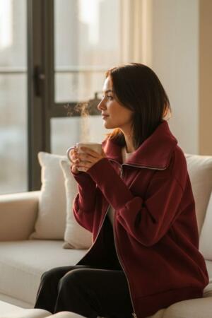 Kadın Uzun Kollu Fermuar Detay Sweat Shirt - 3