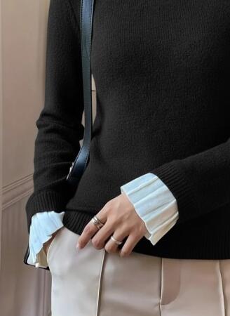 Kadın Uzun Kollu Fırfırlı Yakalı Triko Bluz - 3