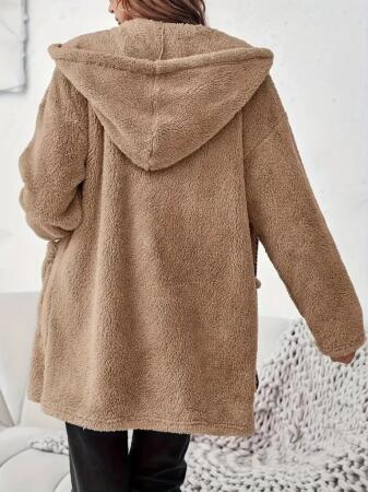 Kadın Uzun Kollu Kapşonlu önden Fermuarlı Cepli Welsoft Ceket - 3