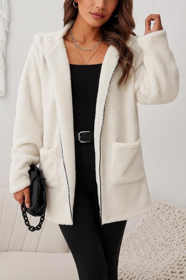 Kadın Uzun Kollu Kapşonlu önden Fermuarlı Cepli Welsoft Ceket - 3