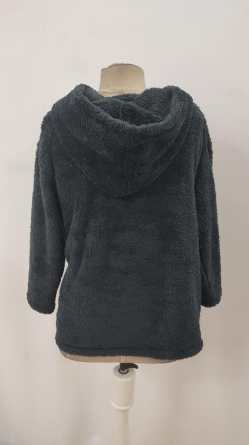 Kadın Uzun Kollu Kapşonlu önden Fermuarlı Cepli Welsoft Ceket - 6