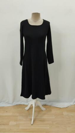 Kadın Uzun Kollu Kare Yaka Midi Kaşkorse Elbise - 8