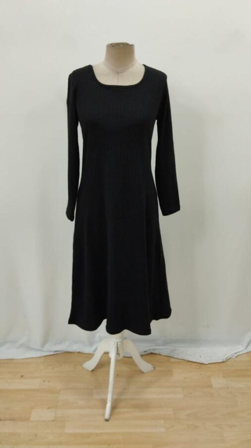 Kadın Uzun Kollu Kare Yaka Midi Kaşkorse Elbise - 8