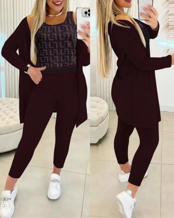 Kadın Uzun Kollu Krep üçlü Takım - ANGELINO BuyukBedeniz