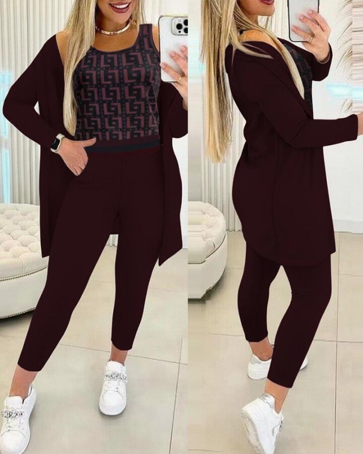 Kadın Uzun Kollu Krep üçlü Takım - 1