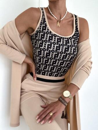 Kadın Uzun Kollu Krep üçlü Takım - ANGELINO BuyukBedeniz