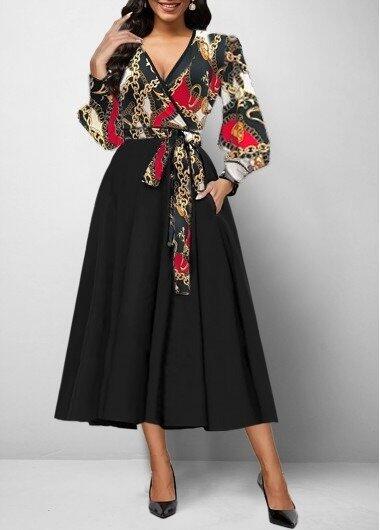 Kadın Uzun Kollu Kruvaze Yaka Dalgıç Krep Midi Boy Elbise - 2