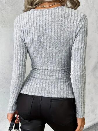 Kadın Uzun Kollu Kruvaze Yaka Yandan Düğme Detaylı şardonlu Kaşkorse Bluz - 3