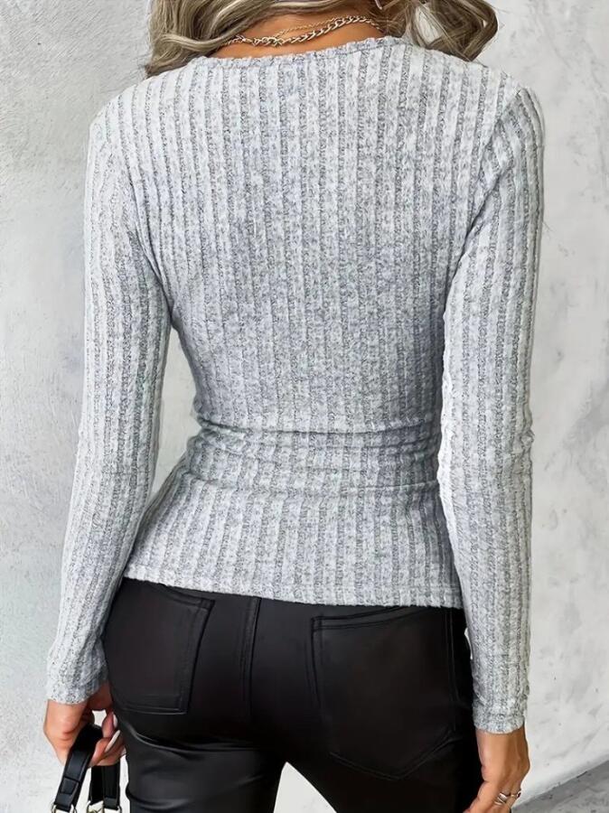 Kadın Uzun Kollu Kruvaze Yaka Yandan Düğme Detaylı şardonlu Kaşkorse Bluz - 3