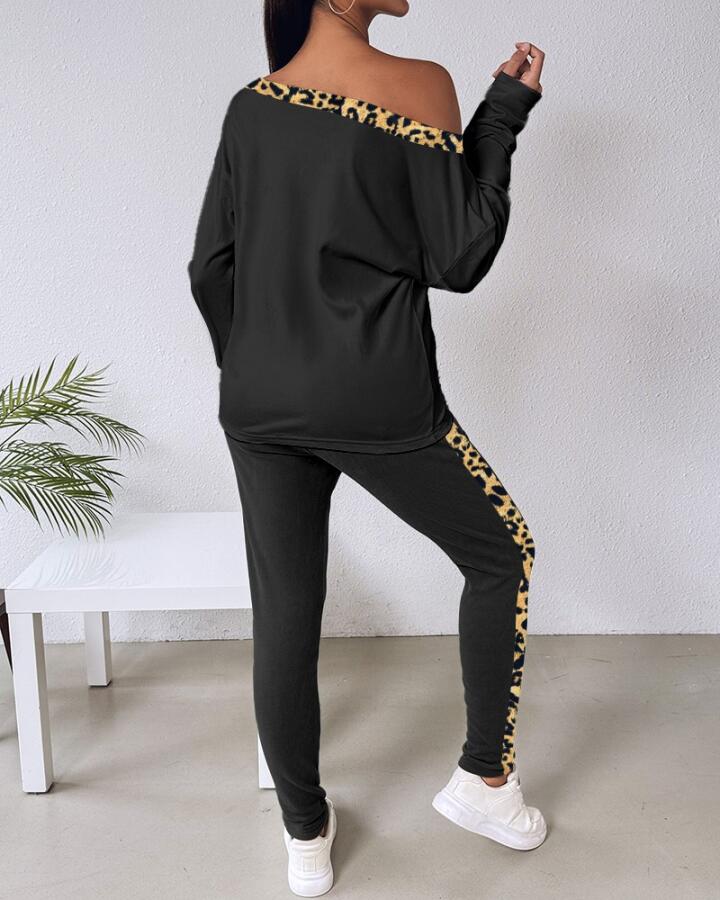 Kadın Uzun Kollu Leopar Detay Viskon Iki Iplik Ikili Takım - 2