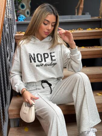 Kadın Uzun Kollu Nope Baskılı Beli Ribanalı Ikili Takım - 7