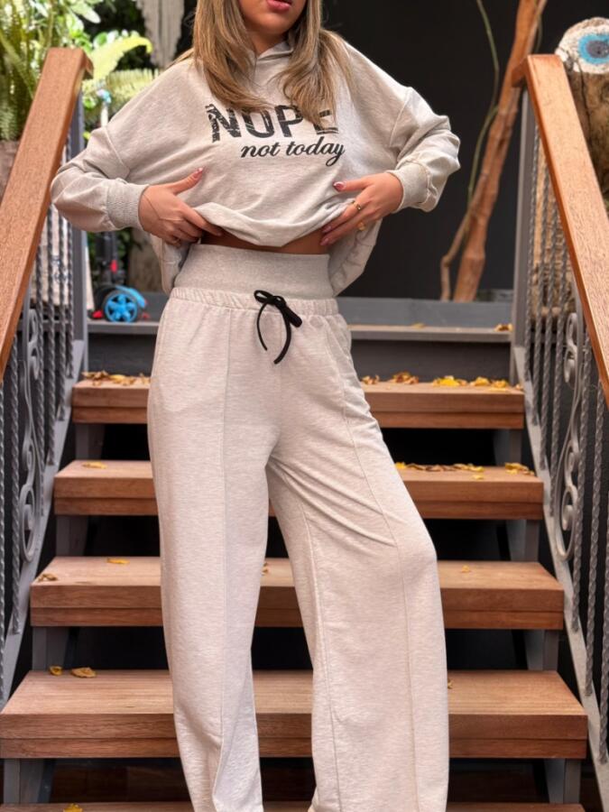 Kadın Uzun Kollu Nope Baskılı Beli Ribanalı Ikili Takım - 13