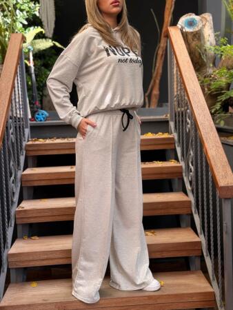 Kadın Uzun Kollu Nope Baskılı Beli Ribanalı Ikili Takım - 14