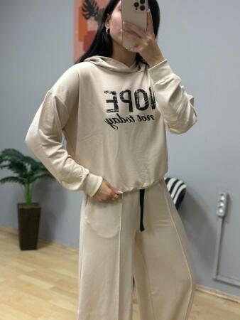 Kadın Uzun Kollu Nope Baskılı Beli Ribanalı Ikili Takım - ANGELINO BuyukBedeniz (1)