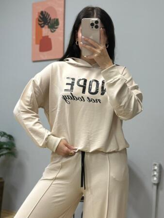 Kadın Uzun Kollu Nope Baskılı Beli Ribanalı Ikili Takım - 3