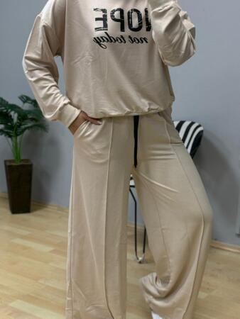 Kadın Uzun Kollu Nope Baskılı Beli Ribanalı Ikili Takım - 4