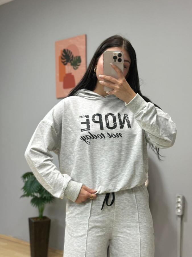 Kadın Uzun Kollu Nope Baskılı Beli Ribanalı Ikili Takım - 6
