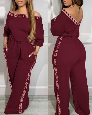 Kadın Uzun Kollu Omuzlardan Açık Beli Lastikli Cepli şerit Desenli Viskon Iki Iplik Tulum - ANGELINO BuyukBedeniz (1)