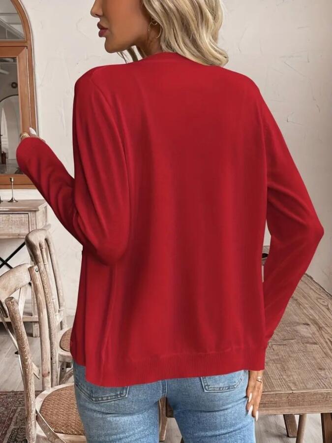 Kadın Uzun Kollu önden Düğmeli Triko Ceket - 3