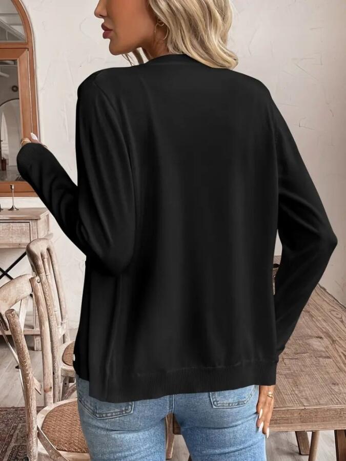 Kadın Uzun Kollu önden Düğmeli Triko Ceket - 5