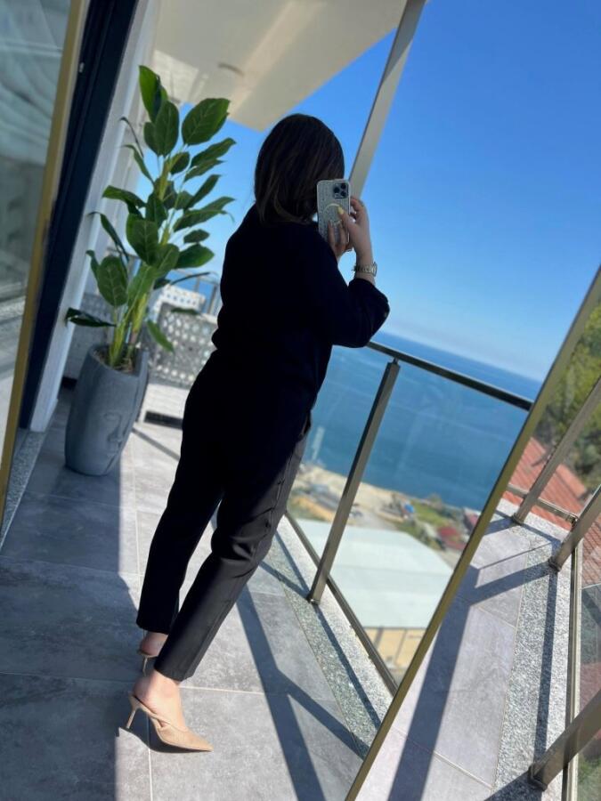 Kadın Uzun Kollu önden Fermuarlı Modal Ceket Ve Pantolon Ikili Takım - 4