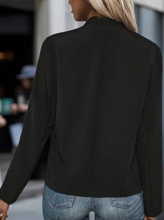 Kadın Uzun Kollu önü Açık Düğmeli Scuba Dalgıç Ceket - 4