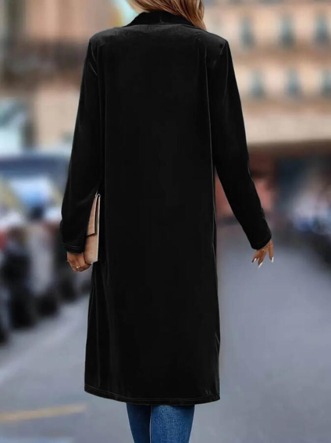 Kadın Uzun Kollu önü Açık Kolları Uzun Midi Ceket - 4