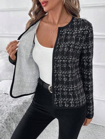 Kadın Uzun Kollu önü Açık şanel Kısa Ceket - ANGELINO BuyukBedeniz (1)