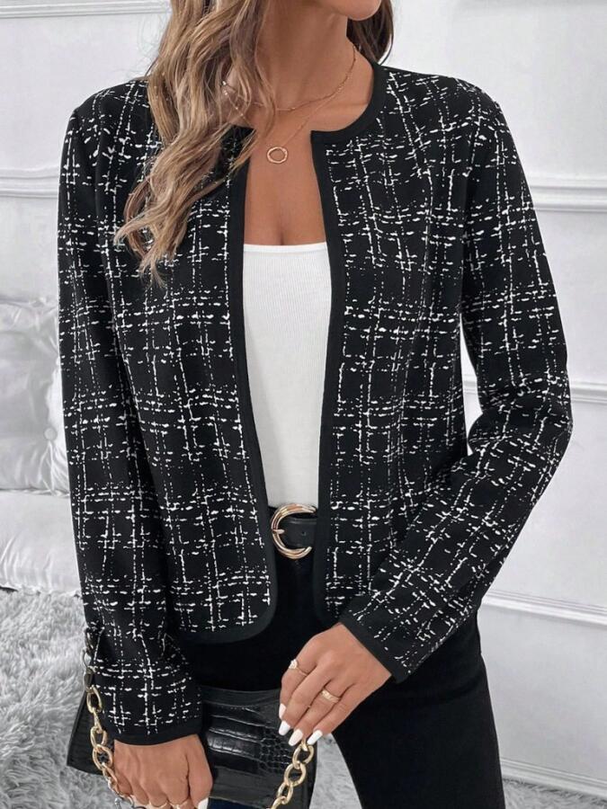 Kadın Uzun Kollu önü Açık şanel Kısa Ceket - 3