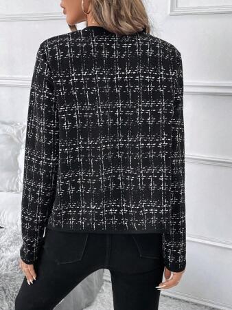 Kadın Uzun Kollu önü Açık şanel Kısa Ceket - 5