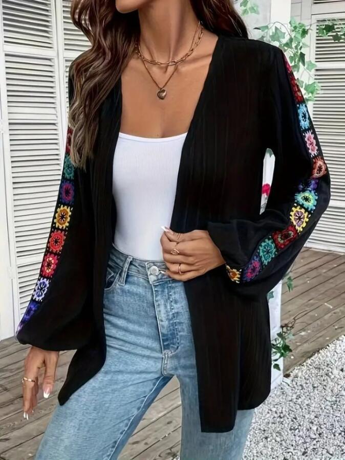 Kadın Uzun Kollu önü Açık şardonlu Kaşkorse Ceket - 2