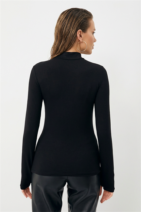 Kadın Uzun Kollu Parmak Detaylı Body 3'lü Paket Siyah - 7