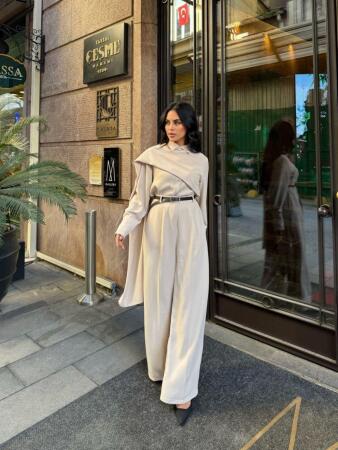 Kadın Uzun Kollu şal Detaylı Bluz Ve Pantolon Ikili Takım - 5