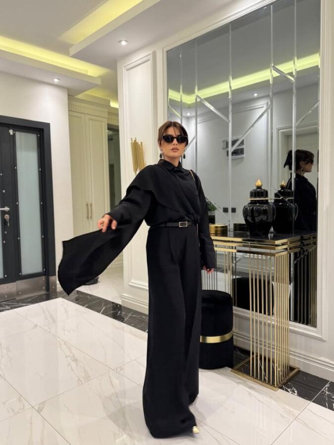 Kadın Uzun Kollu şal Detaylı Bluz Ve Pantolon Ikili Takım - 2