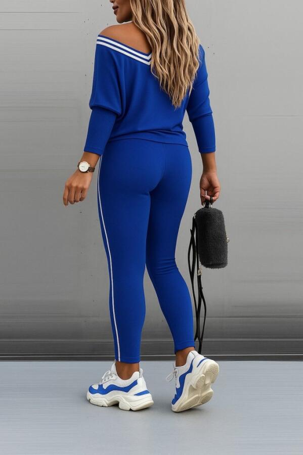 Kadın Uzun Kollu Tek Omuzu Açık Detaylı Viskon Iki Iplik Bluz Ve Pantolon Ikili Takım - 2