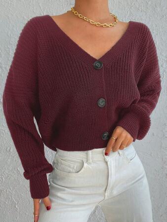 Kadın Uzun Kollu üç Düğmeli Triko Hırka - ANGELINO BuyukBedeniz