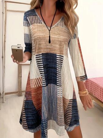 Kadın Uzun Kollu V Yaka Süprem Mini Elbise - 3