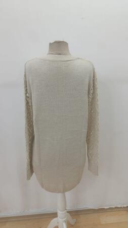 Kadın Uzun Kollu V Yakalı Mini Triko Elbise - 5