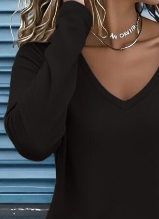 Kadın Uzun Kollu V Yakalı Viskon Iki Iplik Bluz - 3