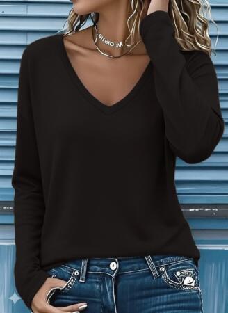 Kadın Uzun Kollu V Yakalı Viskon Iki Iplik Bluz - 4