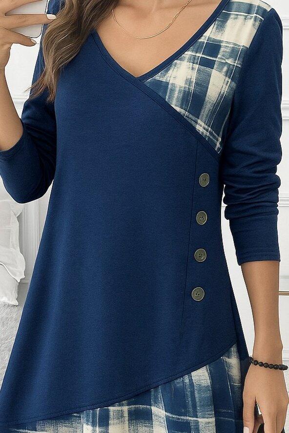 Kadın Uzun Kollu V Yakalı Yün Viskon Ve Desenli Süprem Elbise - 2