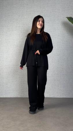 Kadın Uzun Kollu Yaka Ve Büzgü Detay Tunik Ve Pantolon Ikili Takım - 3