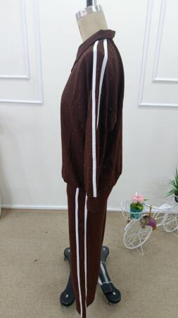 Kadın Uzun Kollu Yakalı şerit Detaylı Viskon Iki Iplik Bluz Ve Pantolon Ikili Takım - 8