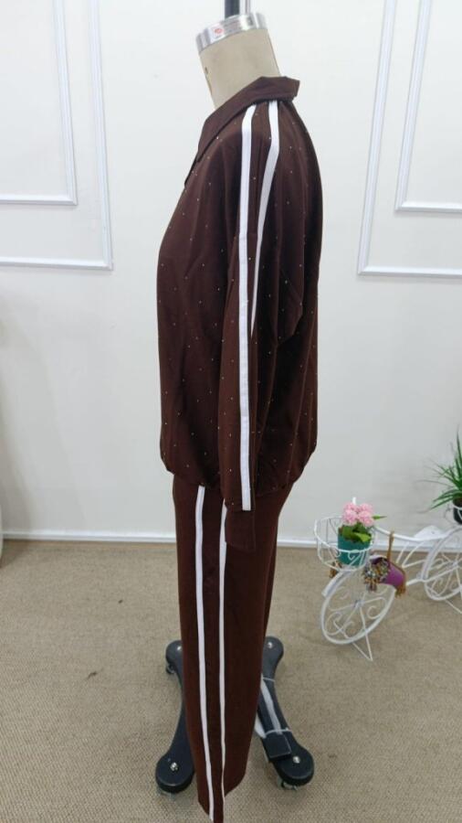 Kadın Uzun Kollu Yakalı şerit Detaylı Viskon Iki Iplik Bluz Ve Pantolon Ikili Takım - 8