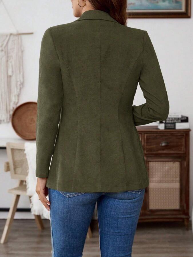 Kadın Uzun Kollu Yakalı Tek Düğmeli Süet Ceket - 4