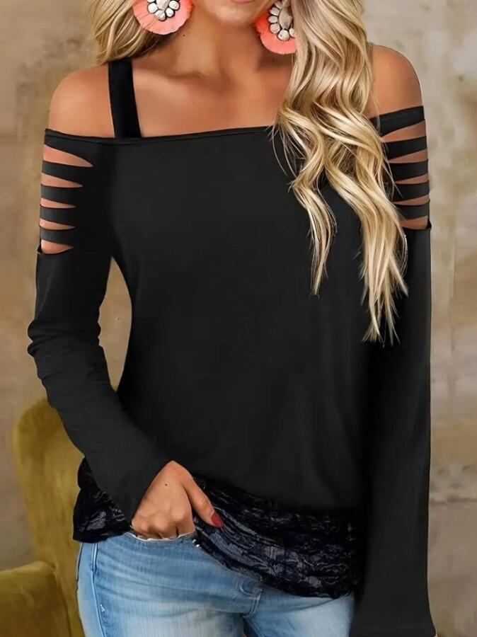 Kadın Uzun Lazer Kesik Detaylı Askılı Viskon Iki Iplik Bluz - 2