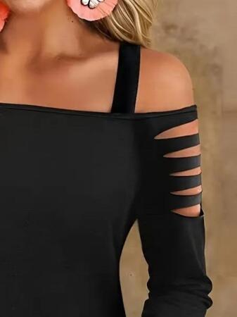 Kadın Uzun Lazer Kesik Detaylı Askılı Viskon Iki Iplik Bluz - 3