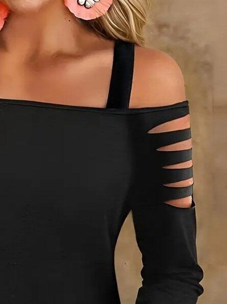 Kadın Uzun Lazer Kesik Detaylı Askılı Viskon Iki Iplik Bluz - 3