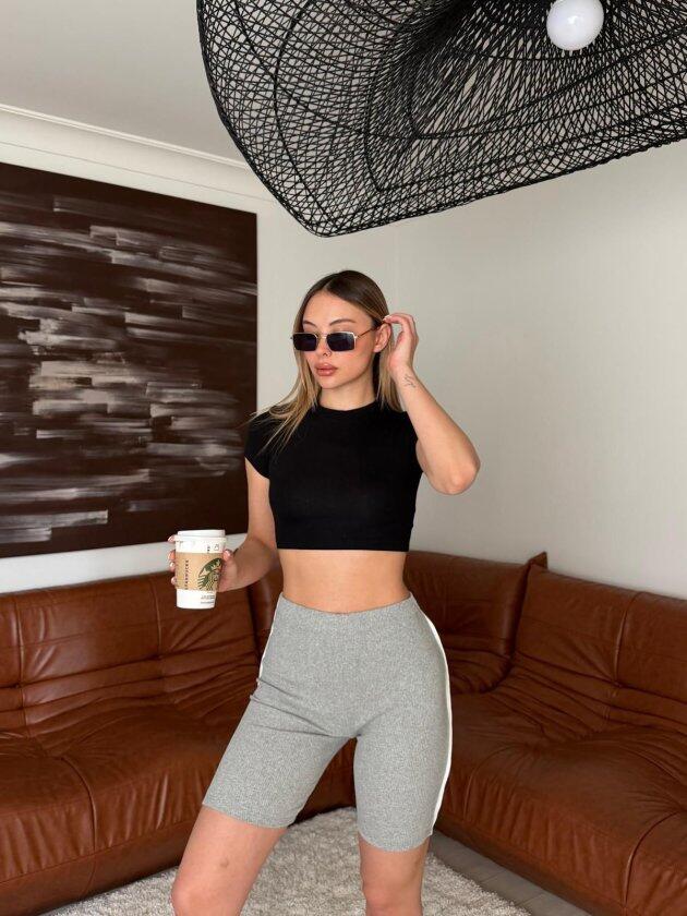 Kadın Yanı şerit Detay Kaşkorse şort - 1