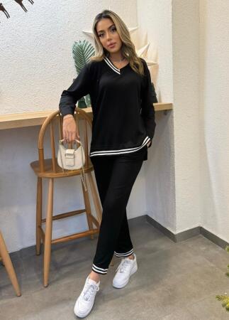 Kadın Yeni Sezon Uzun Kollu Ribana Detay Ikili Takım - ANGELINO BuyukBedeniz